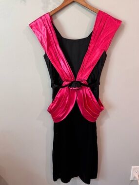 Uzanel Hot Pink and Black Satin Dress Strap Detail